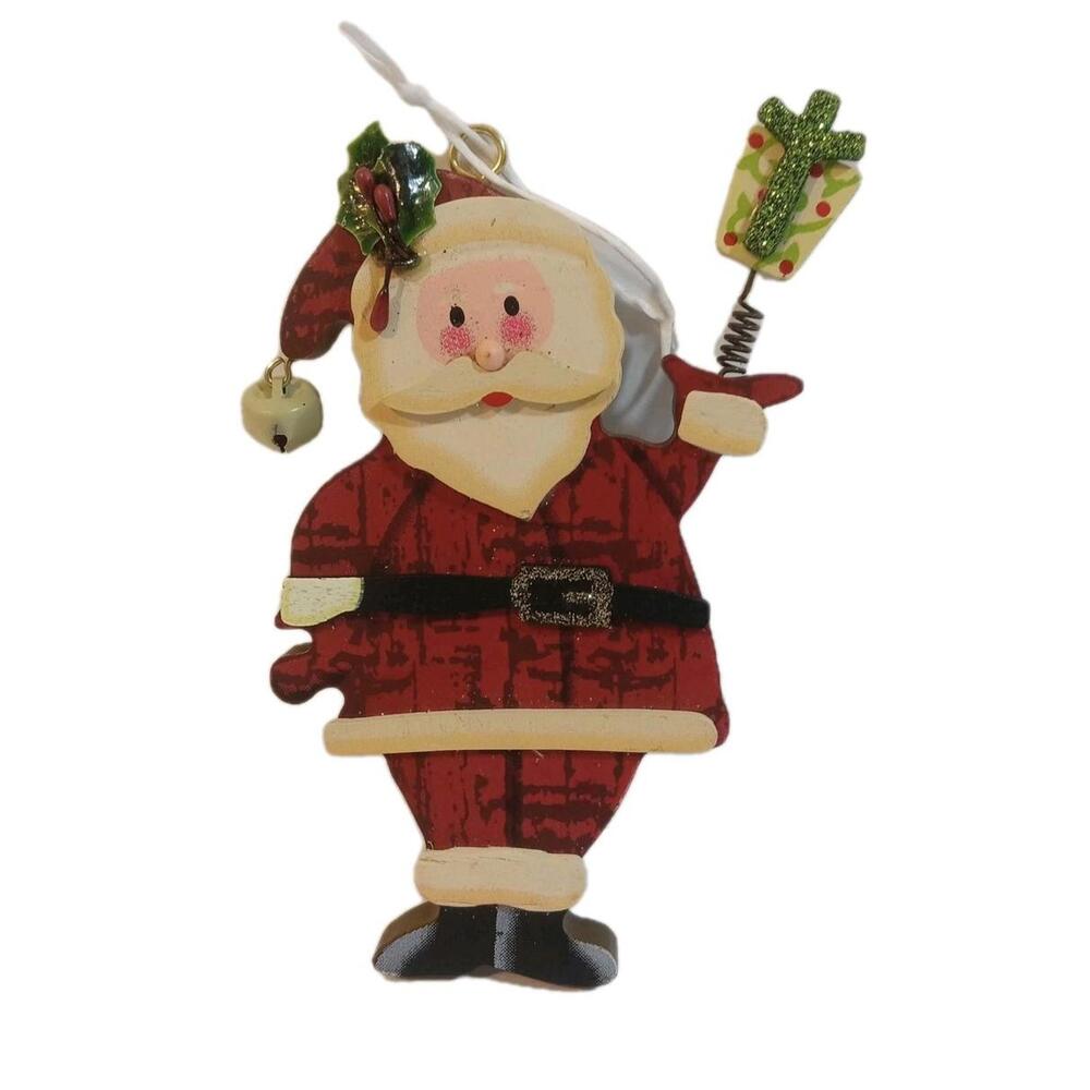 Xuan Wei Craft Manufactory 3D Christmas Wooden Ornaments Santa Reindeer Lot Of 2 - Picture 2 of 7